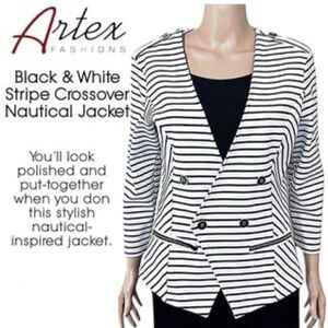 Artex Fashions striped crossover nautical blazer